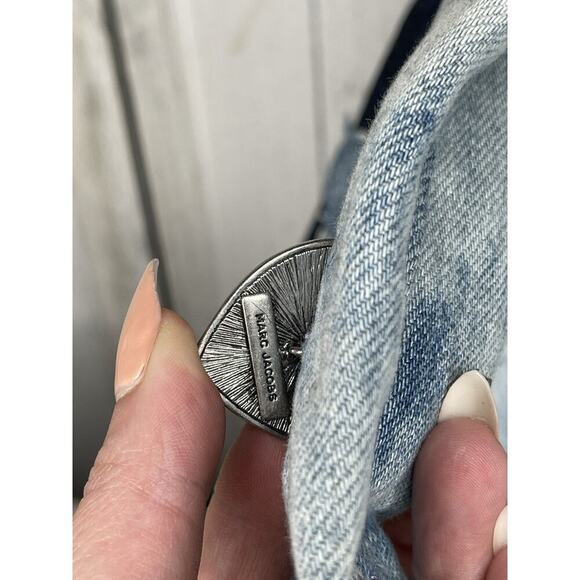 Marc Jacobs Blue Denim Biker Patchwork Shoulder Paradise Backpack Bag - Picture 7 of 10